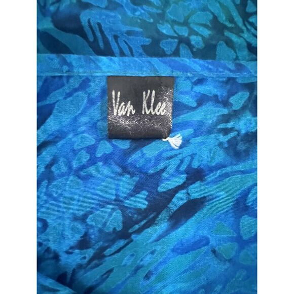 Vintage Van Klee Blue and Green Batik Tunic NWOT? 100% Rayon OS to 1X - Picture 6 of 7